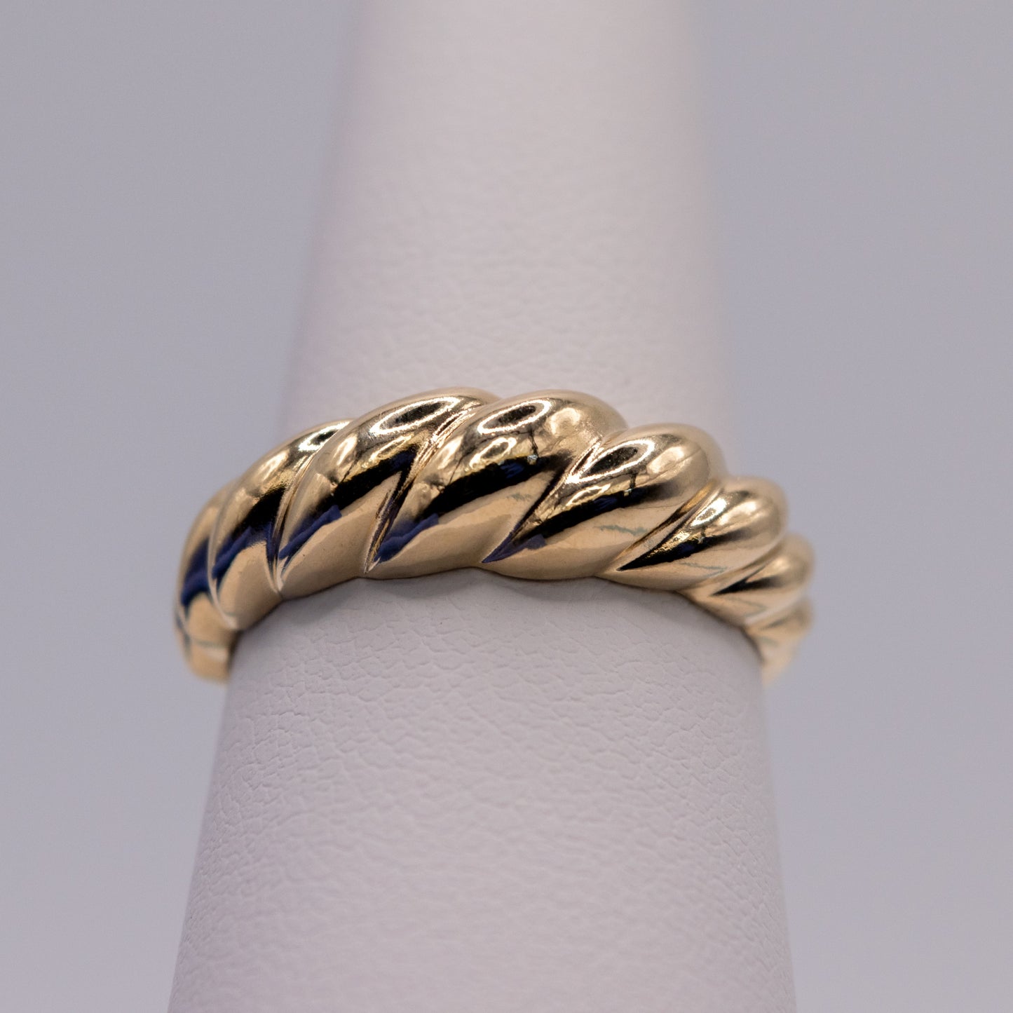 14K Solid Yellow Gold Twisted Rope Band Ring Stackable Wedding Fashion