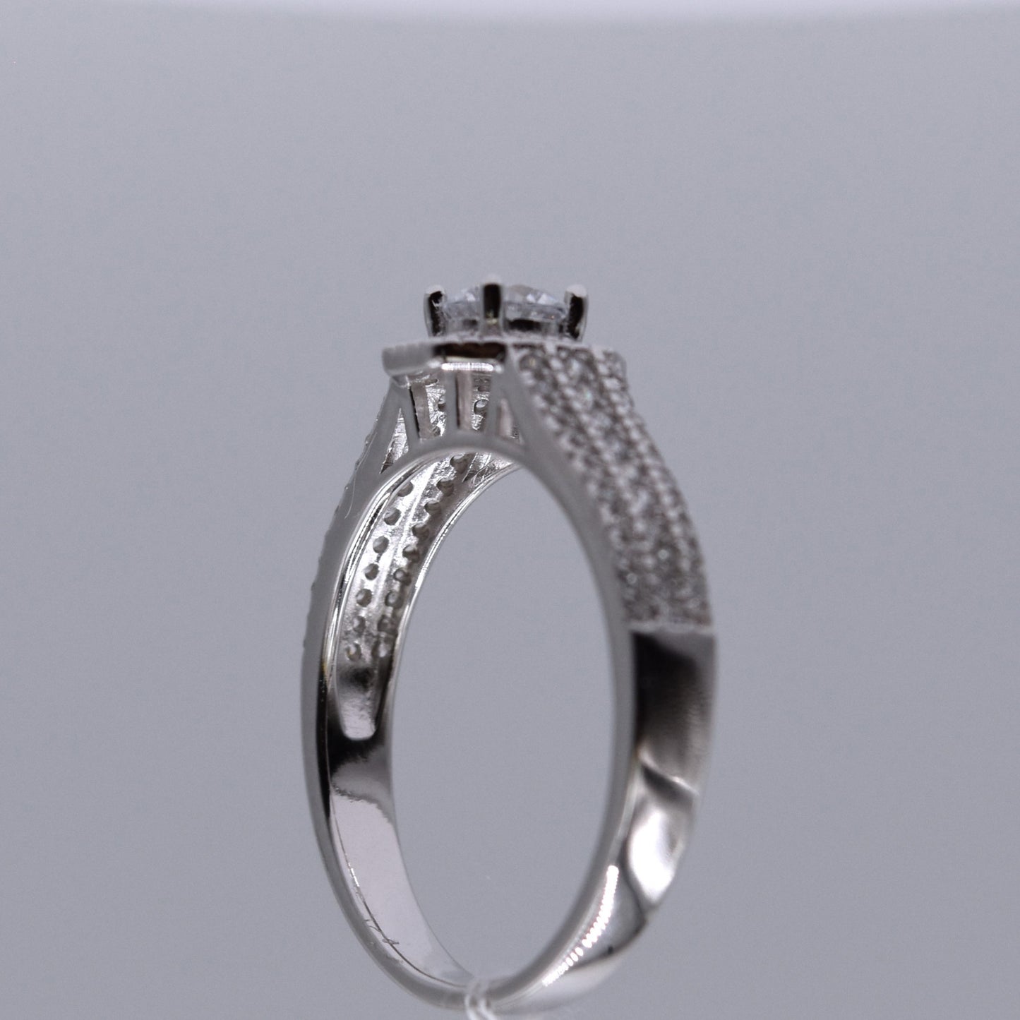3 Piece 925 Sterling Silver Wedding Ring Set with Halo