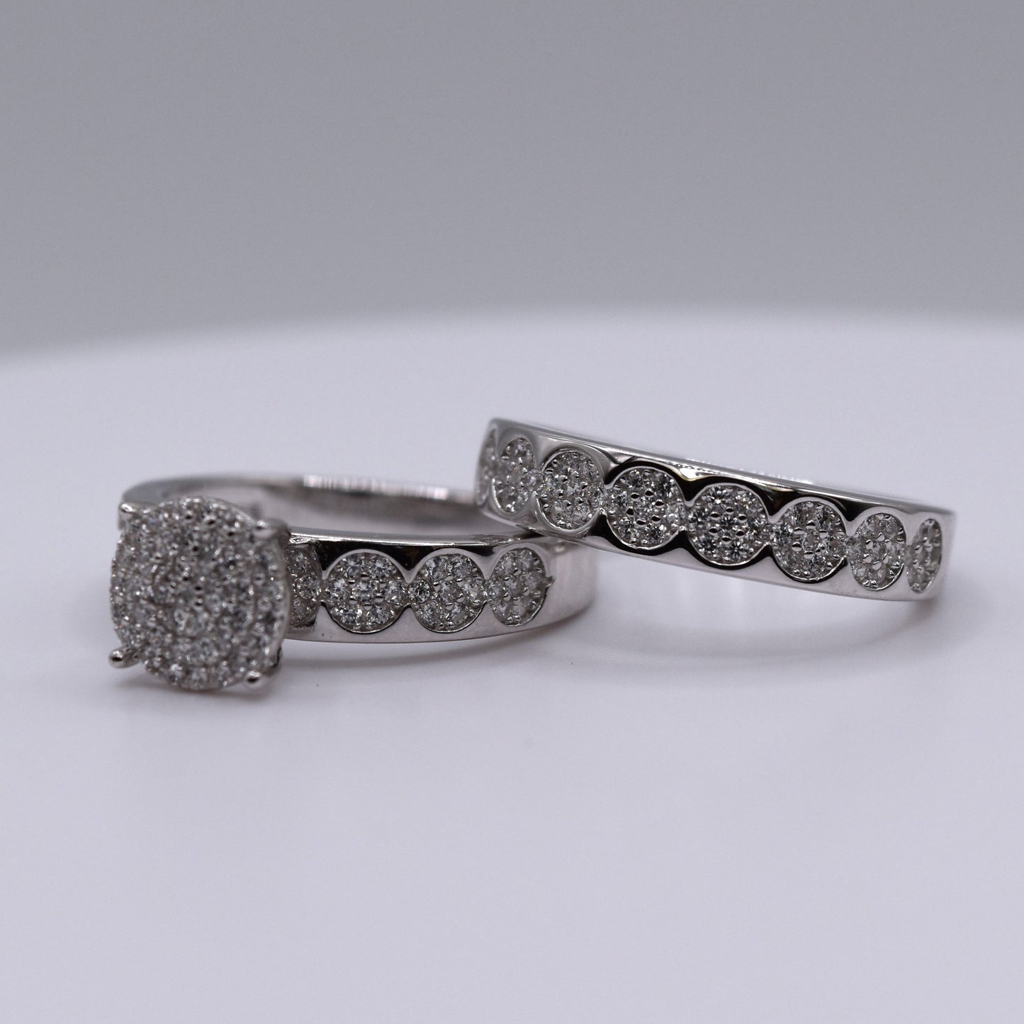 3 Piece 925 Sterling Silver Wedding Ring Set