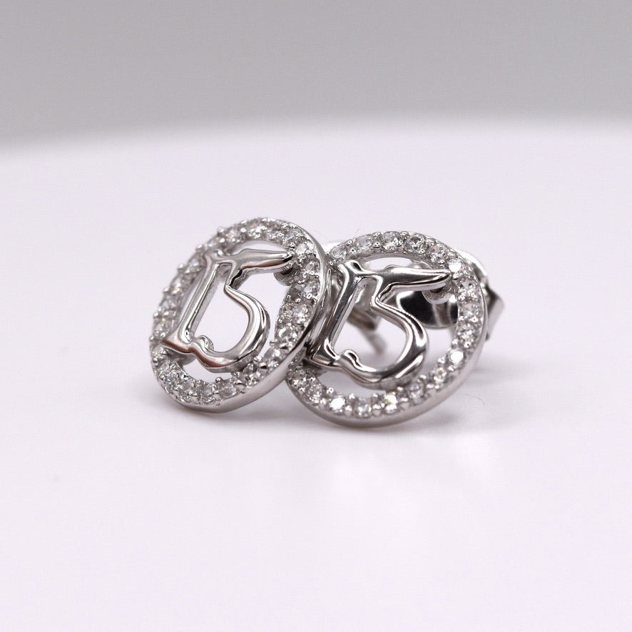 Quinceañera Jewelry Set: Circle-Shaped 925 Sterling Silver with '15' & Colorless CZ – The Perfect Gift!