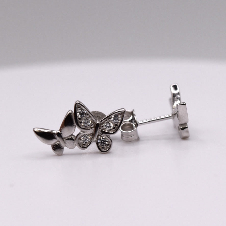 Quinceañera Jewelry Set: Butterfly-Shaped 925 Sterling Silver with '15' & Colorless CZ – The Perfect Gift!