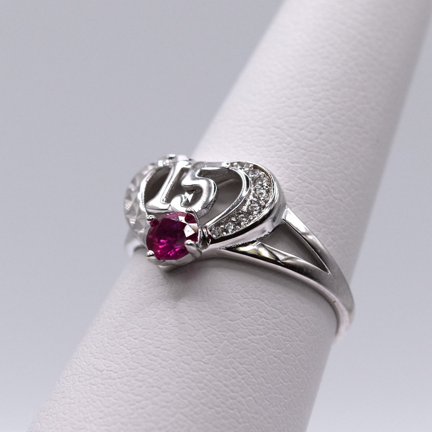 Quinceañera Jewelry Set: Heart-Shaped 925 Sterling Silver with '15' & Pink CZ – The Perfect Gift!