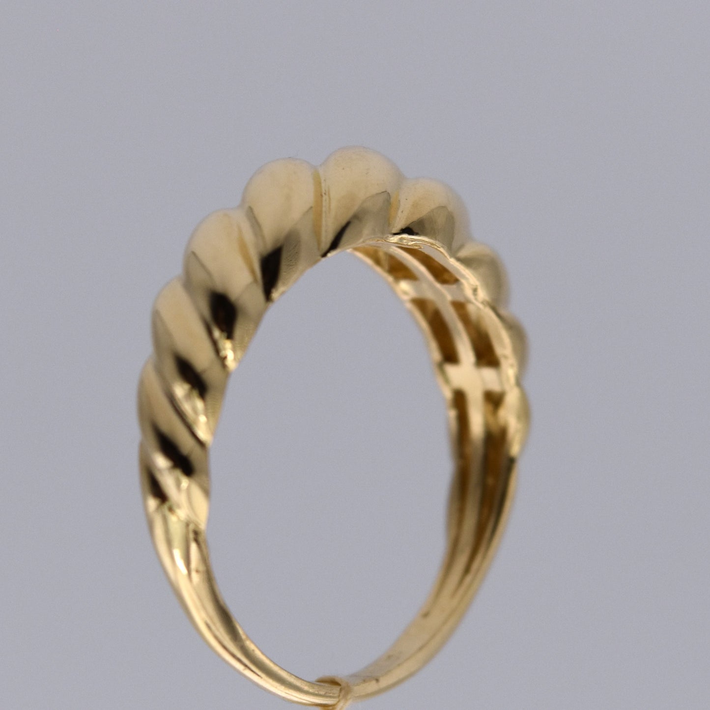 14K Solid Yellow Gold Twisted Rope Band Ring Stackable Wedding Fashion
