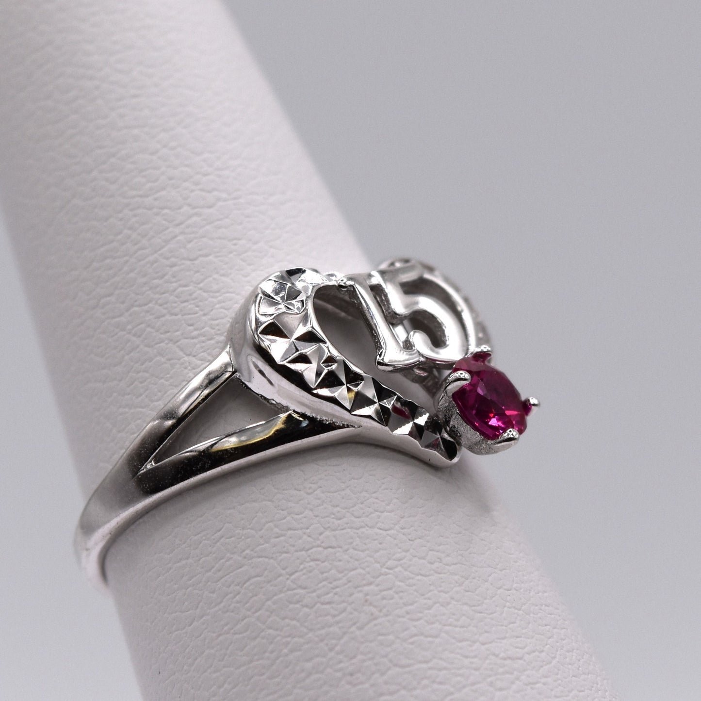 Quinceañera Jewelry Set: Heart-Shaped 925 Sterling Silver with '15' & Pink CZ – The Perfect Gift!