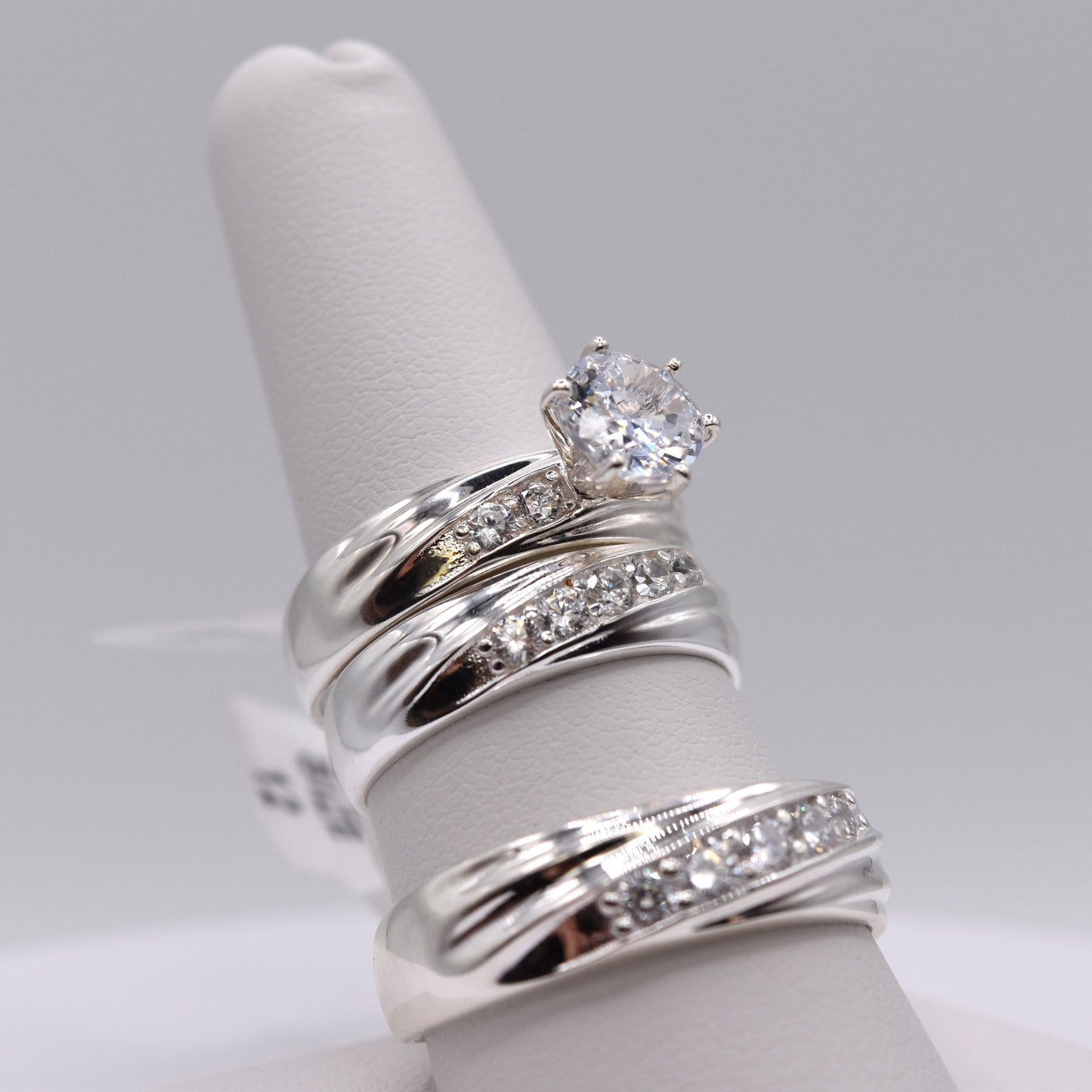 Elegant 3-Piece 925 Sterling Silver Wedding Ring Set - Perfect Engagement & Bridal Rings for Her