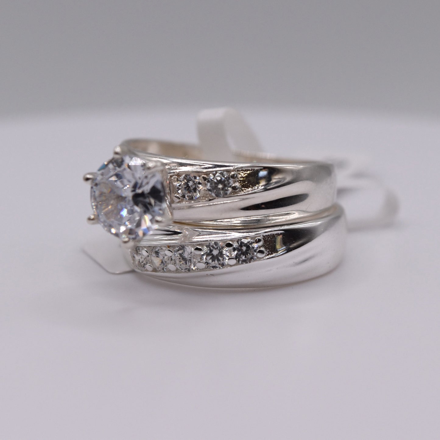 Elegant 3-Piece 925 Sterling Silver Wedding Ring Set - Perfect Engagement & Bridal Rings for Her