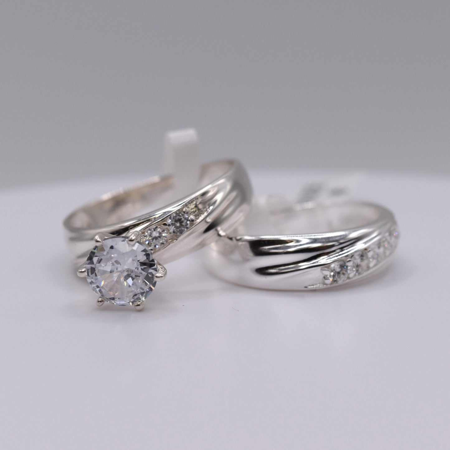 Elegant 3-Piece 925 Sterling Silver Wedding Ring Set - Perfect Engagement & Bridal Rings for Her