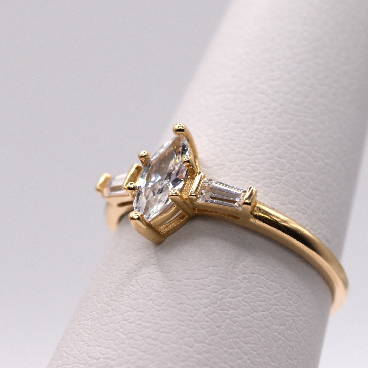 Marquise & Baguette Engagement Ring - 14K Gold Promise Ring