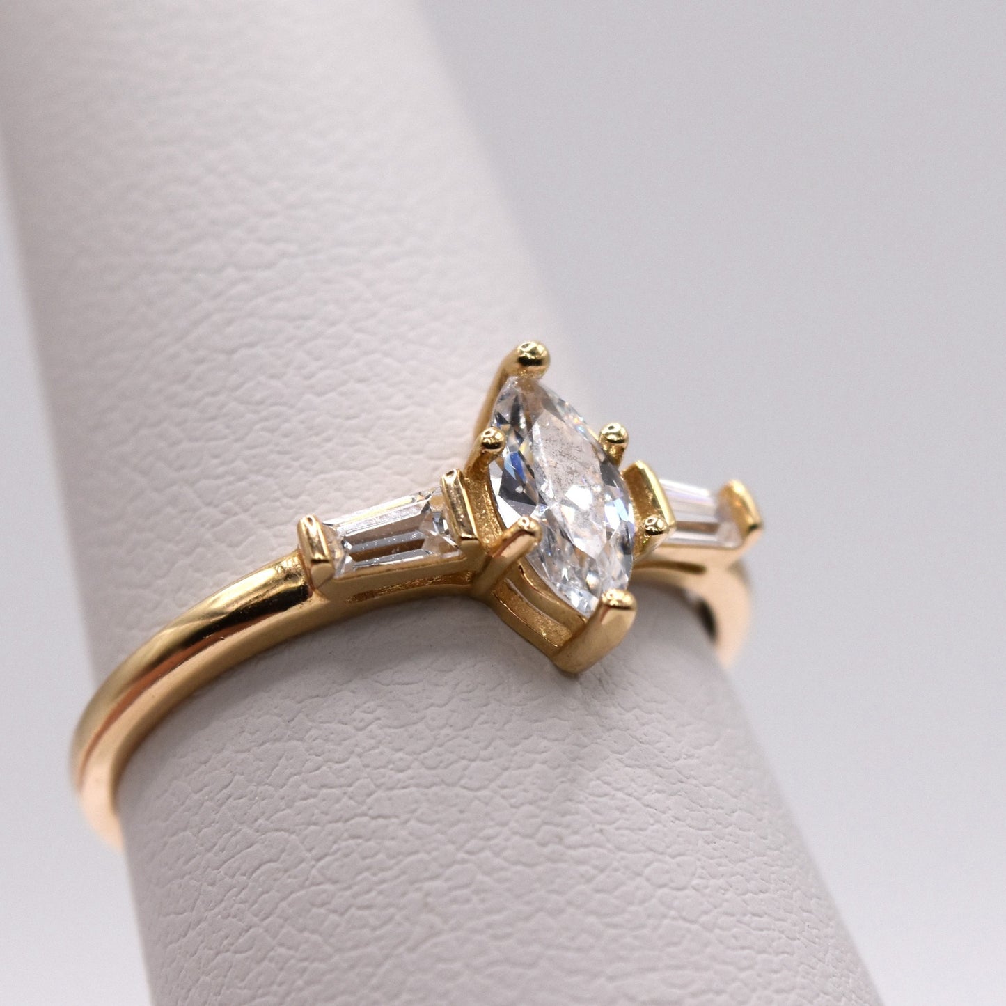 Marquise & Baguette Engagement Ring - 14K Gold Promise Ring
