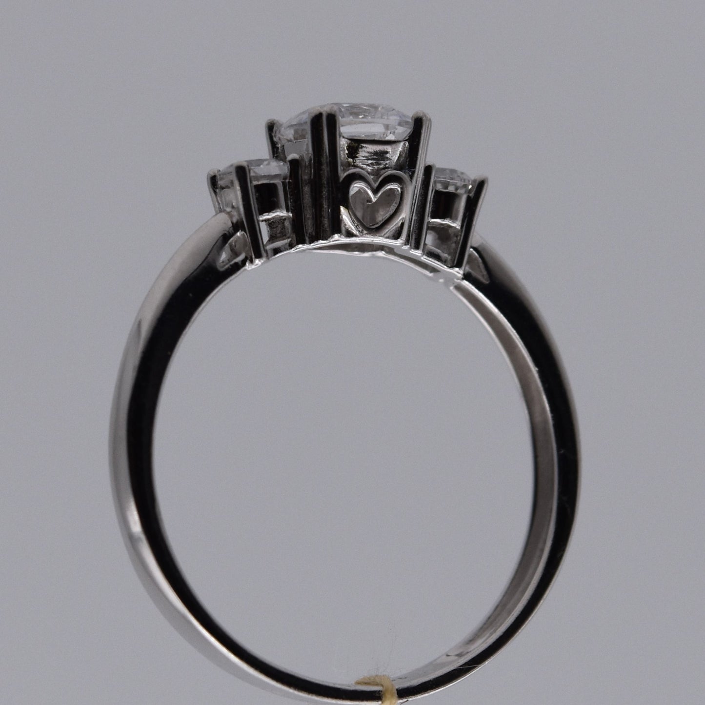 14K White Gold 3 Stone CZ Engagement Ring Cushion Cut Accents Promise Gift
