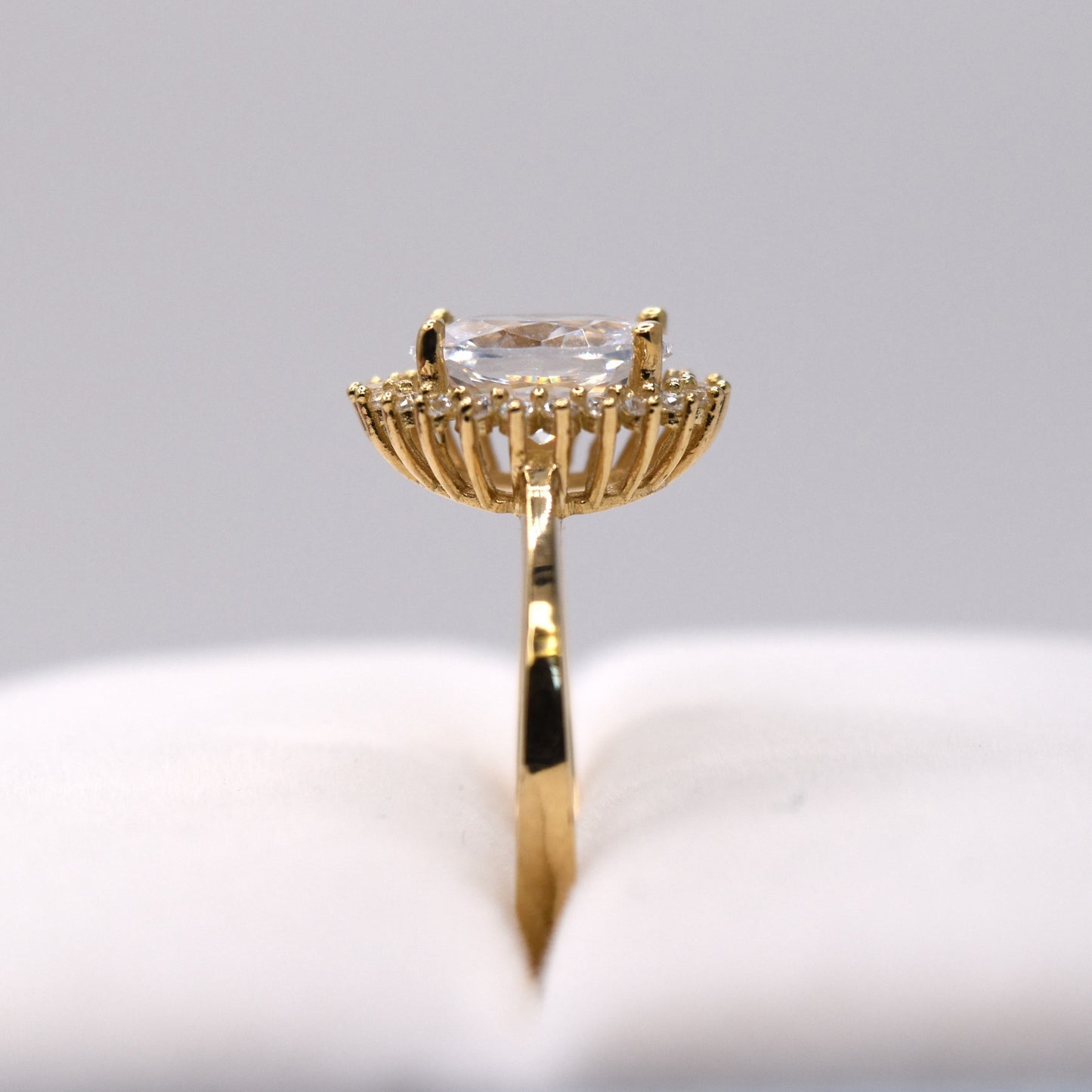 Oval Halo Engagement Ring - Vintage Inspired Statement Ring