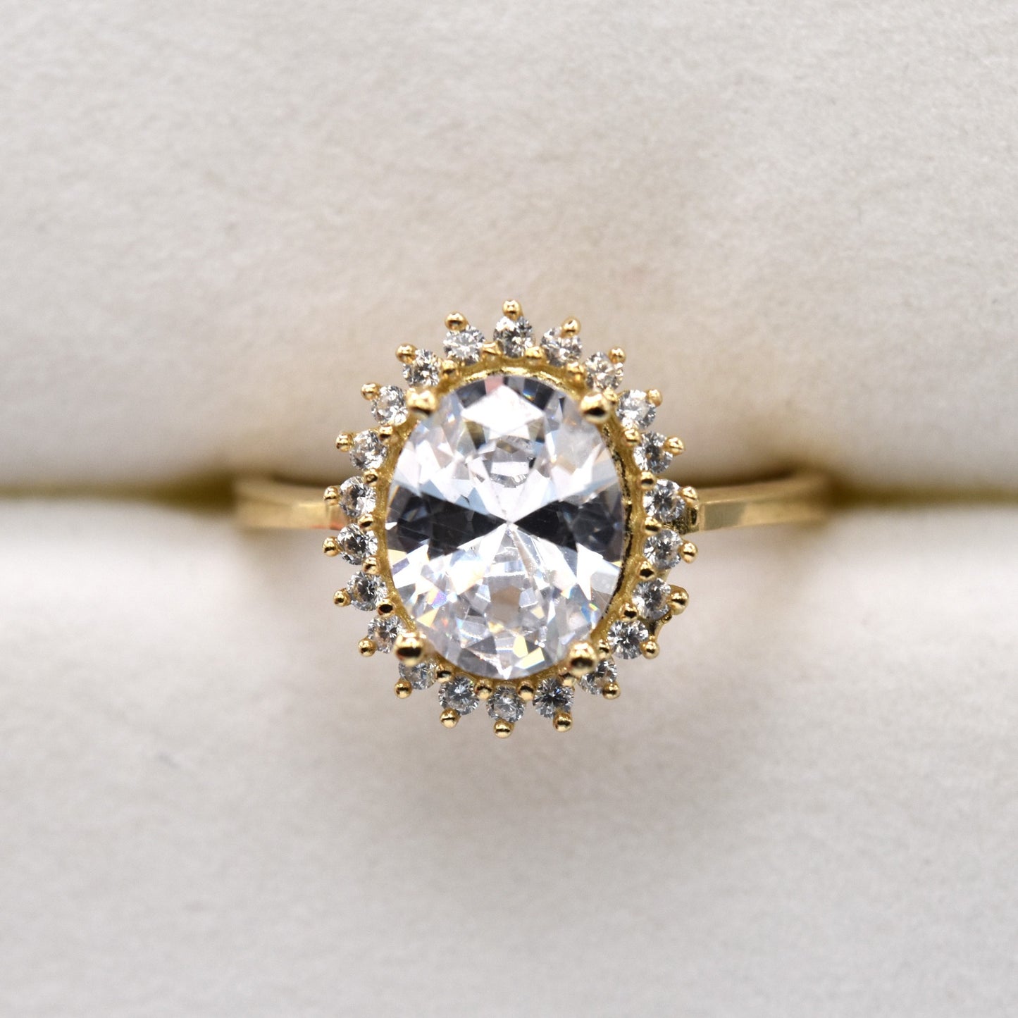 Oval Halo Engagement Ring - Vintage Inspired Statement Ring