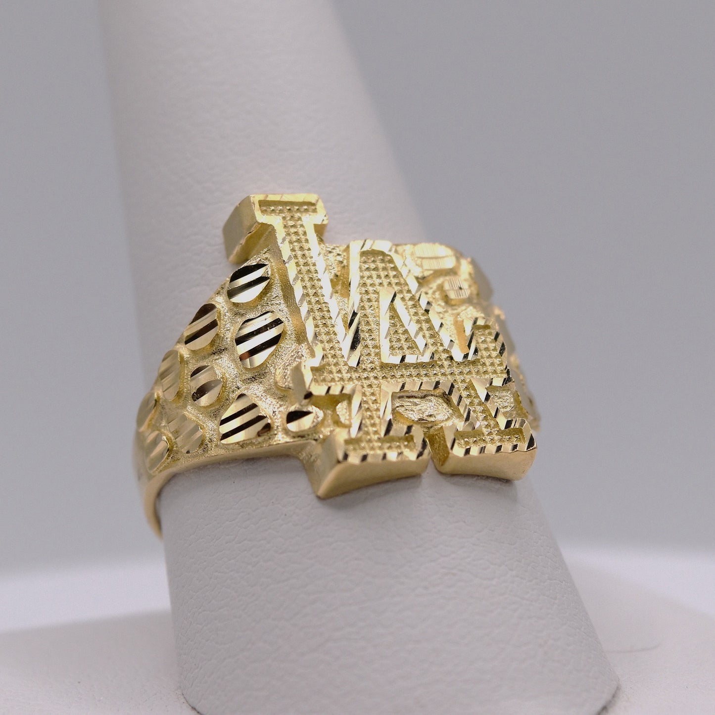 Women's 14K Gold LA Nugget Ring – Solid Gold Investment for Los Angeles & Dodgers Fans