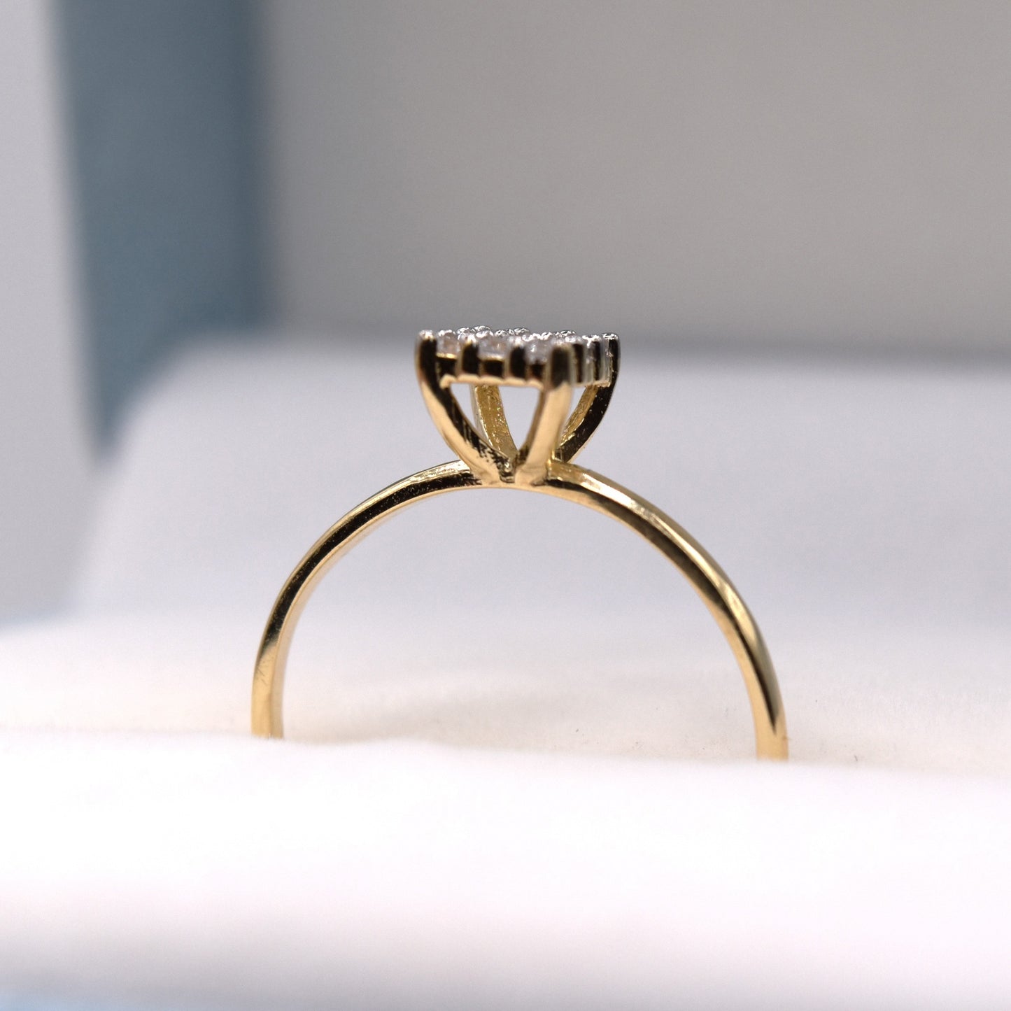 Square Cluster Ring - Delicate 14K Gold Promise Ring