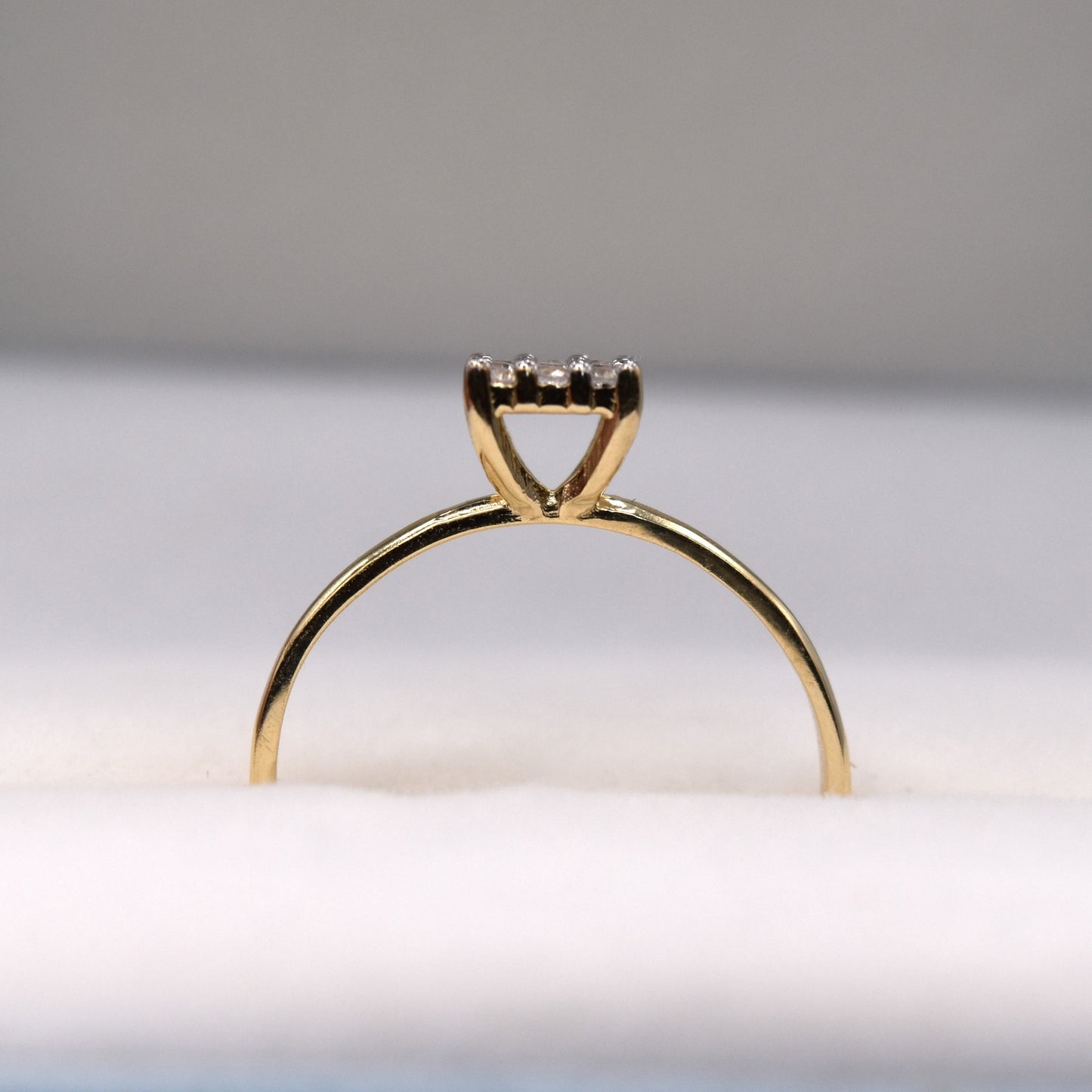 Square Cluster Ring - Delicate 14K Gold Promise Ring
