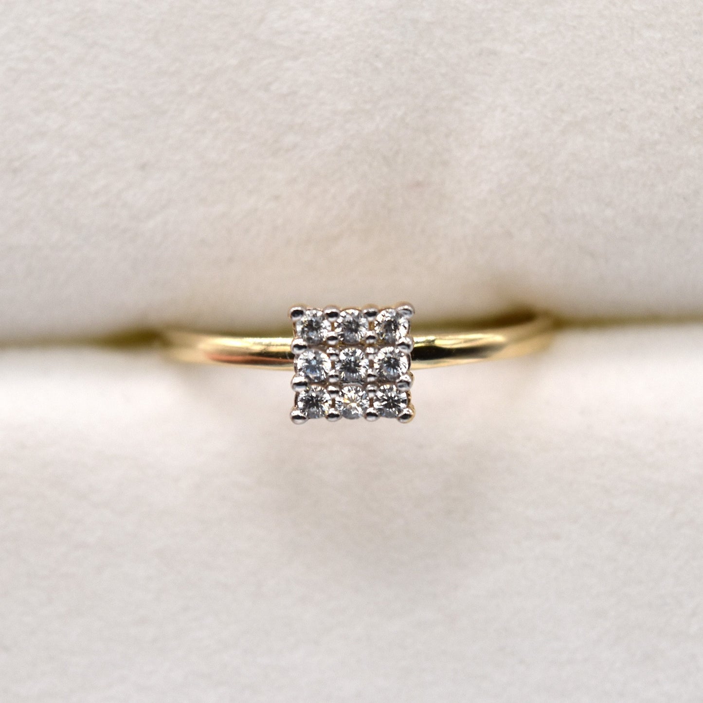 Square Cluster Ring - Delicate 14K Gold Promise Ring