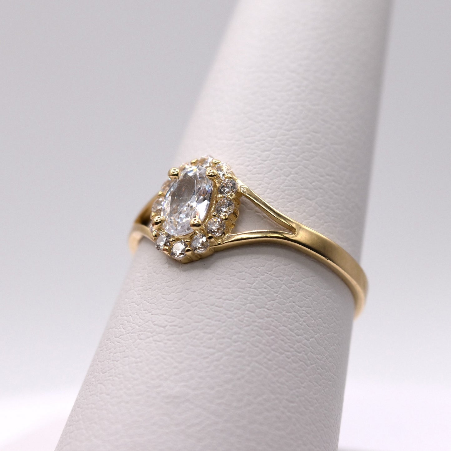 Oval Halo Split Shank Engagement Ring - 14K Gold Promise Ring