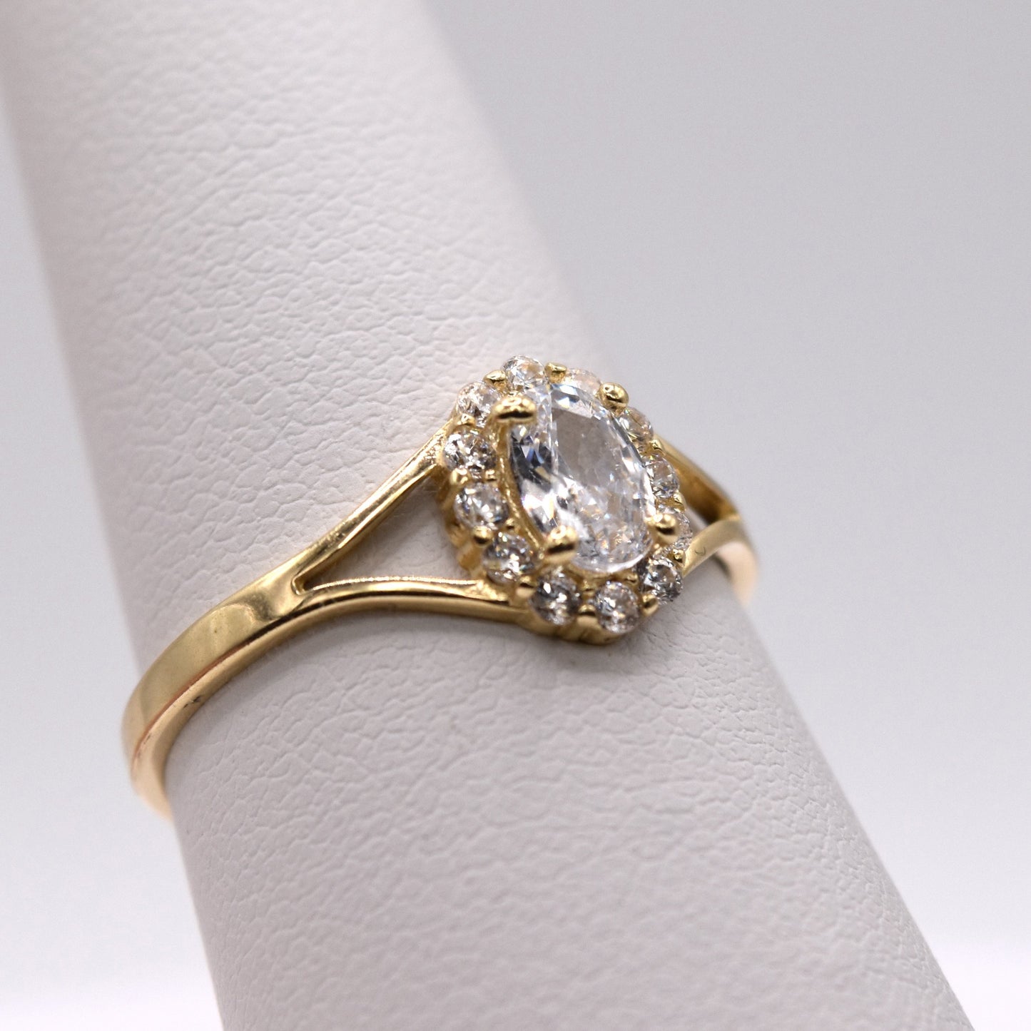Oval Halo Split Shank Engagement Ring - 14K Gold Promise Ring