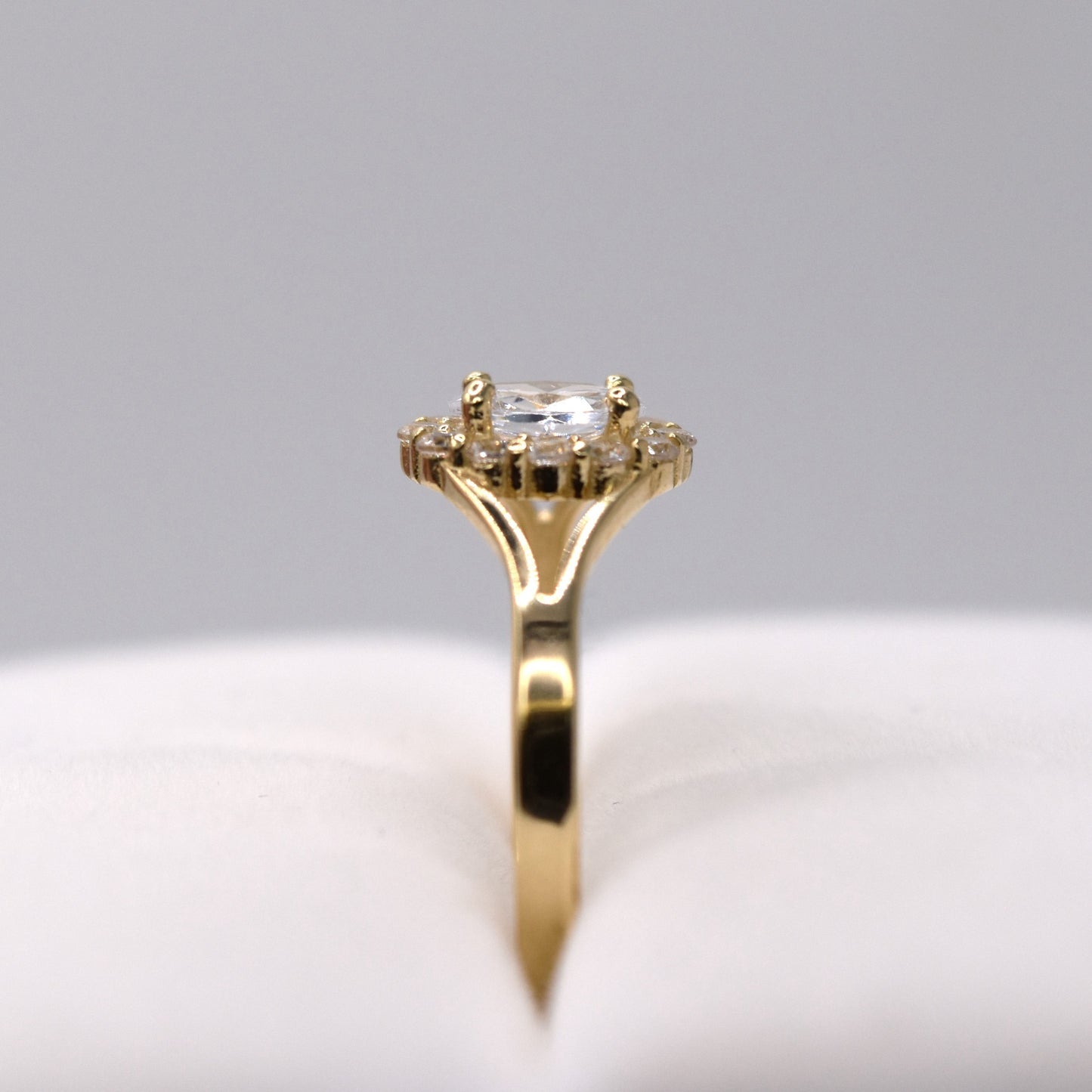 Oval Halo Split Shank Engagement Ring - 14K Gold Promise Ring