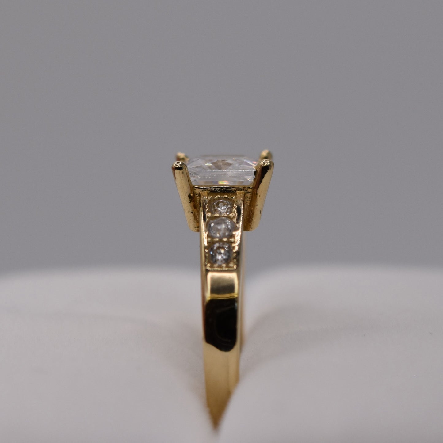 Princess Cut Pave Band Engagement Ring - 14K Gold Solitaire