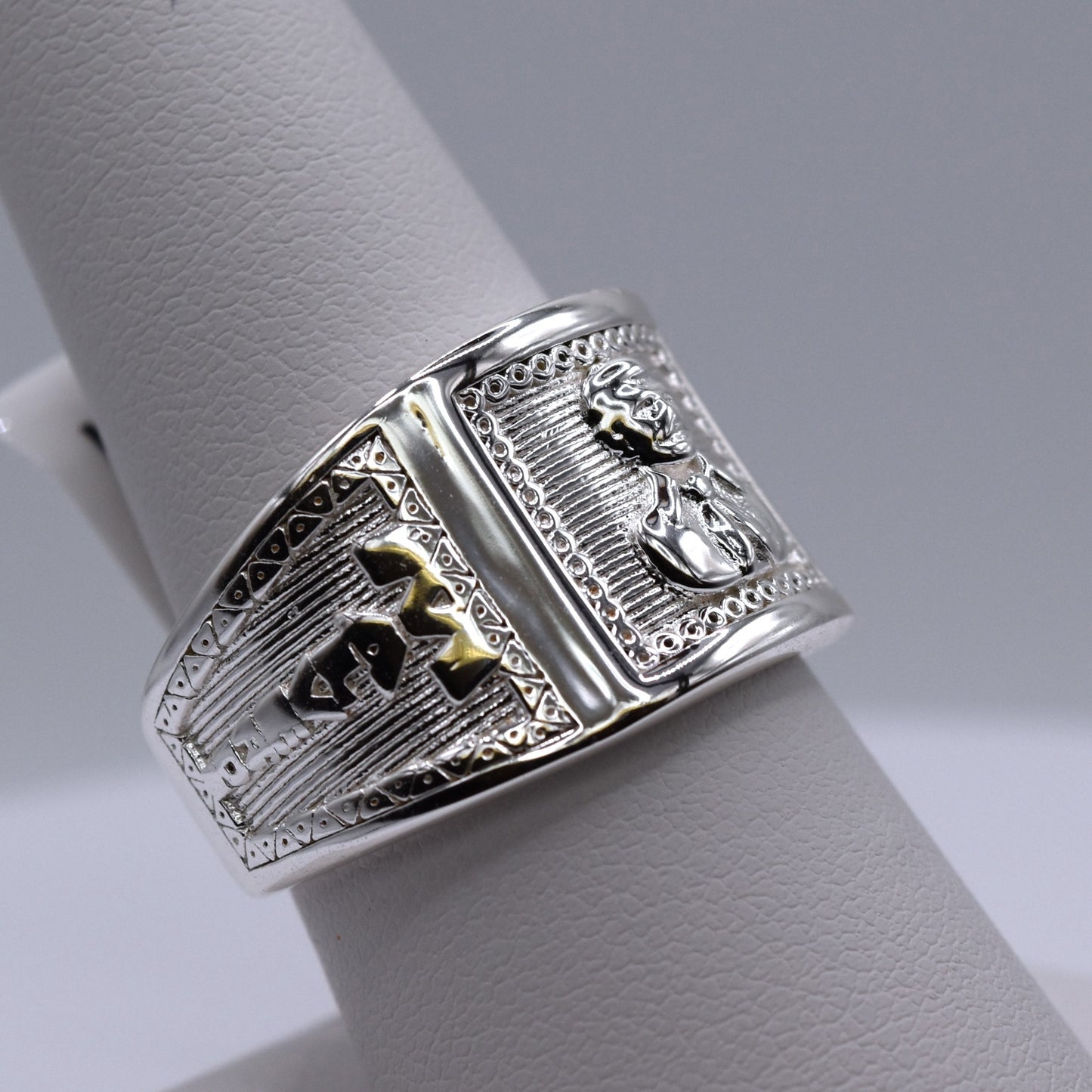 Men’s Jesús Malverde Ring – 925 Sterling Silver Folk Saint Jewelry – Bold Religious Statement Ring for Him