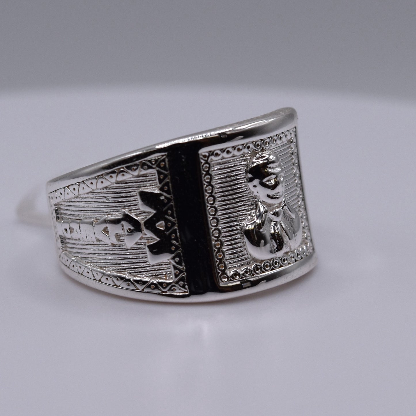 Men’s Jesús Malverde Ring – 925 Sterling Silver Folk Saint Jewelry – Bold Religious Statement Ring for Him