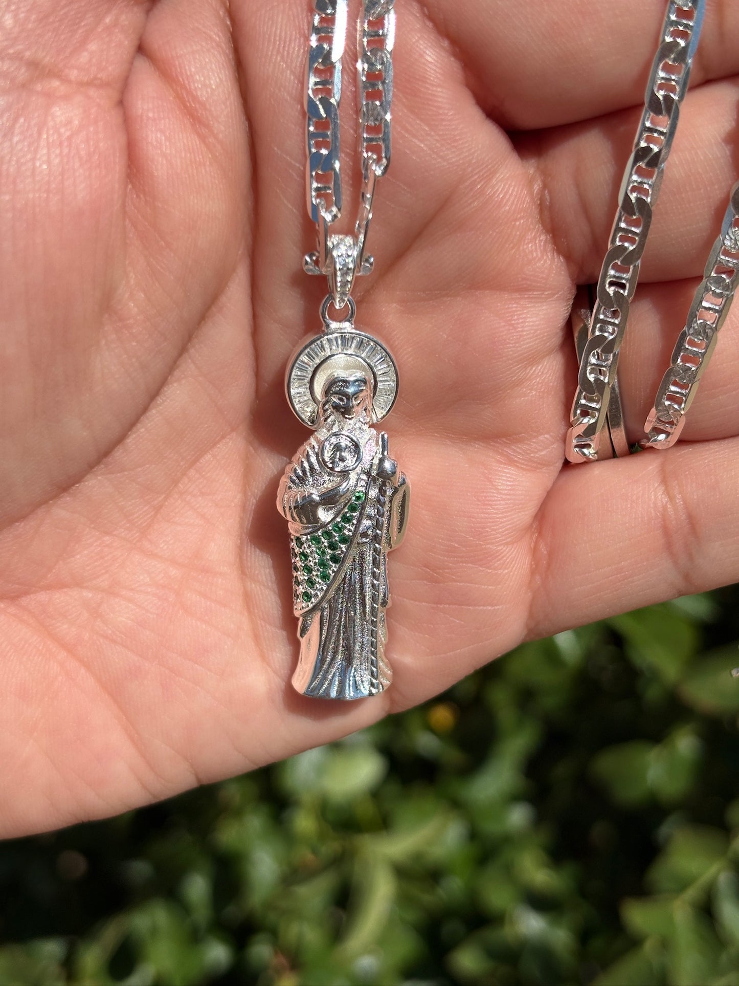 Premium Men's 3D Saint Jude Medallion Necklace - Italian Silver & Dazzling CZ