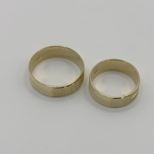 14K Gold Maltese Cross Wedding Band Set | His & Hers Engraved Rings | Vintage