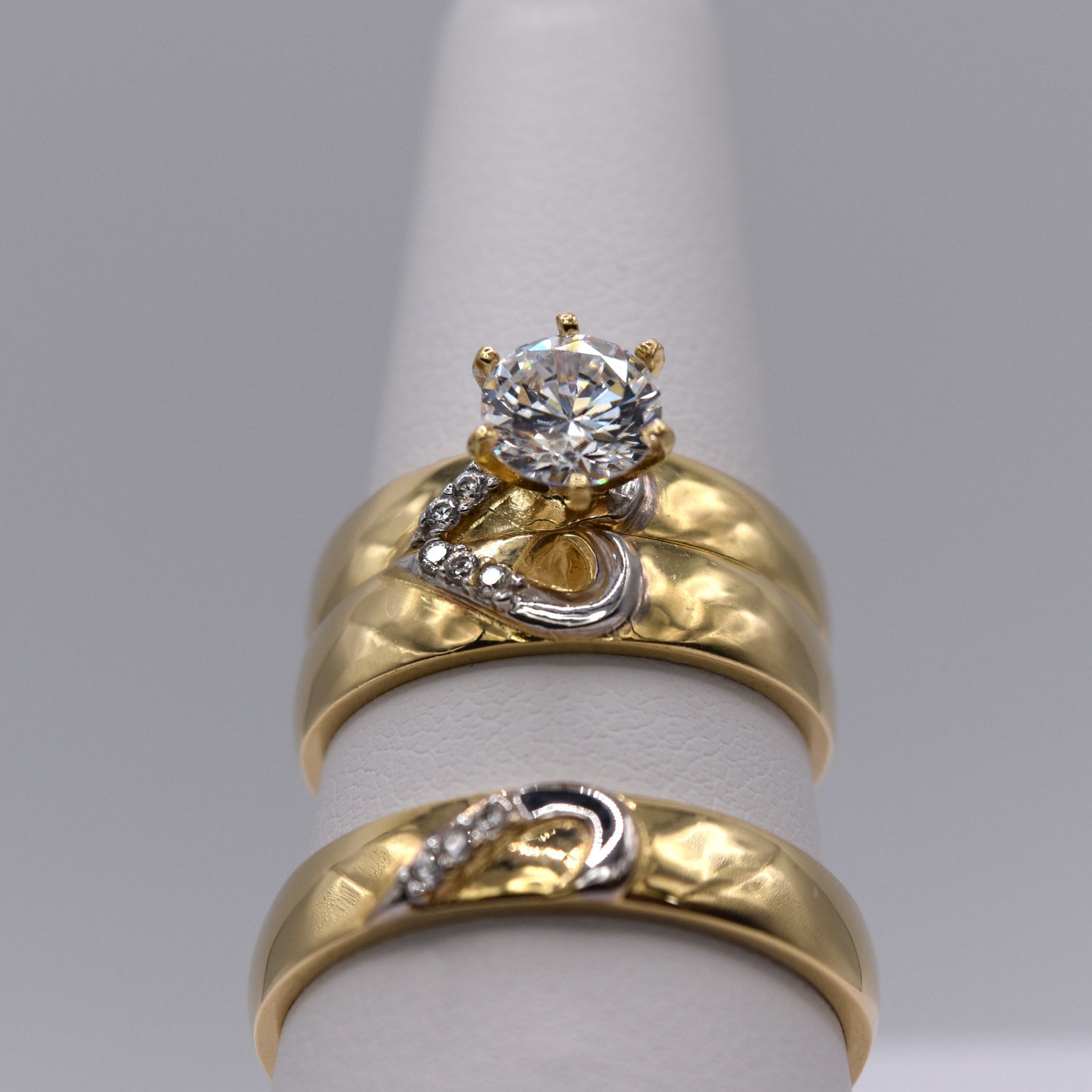 14K Solid Yellow Gold Wedding Ring Sets