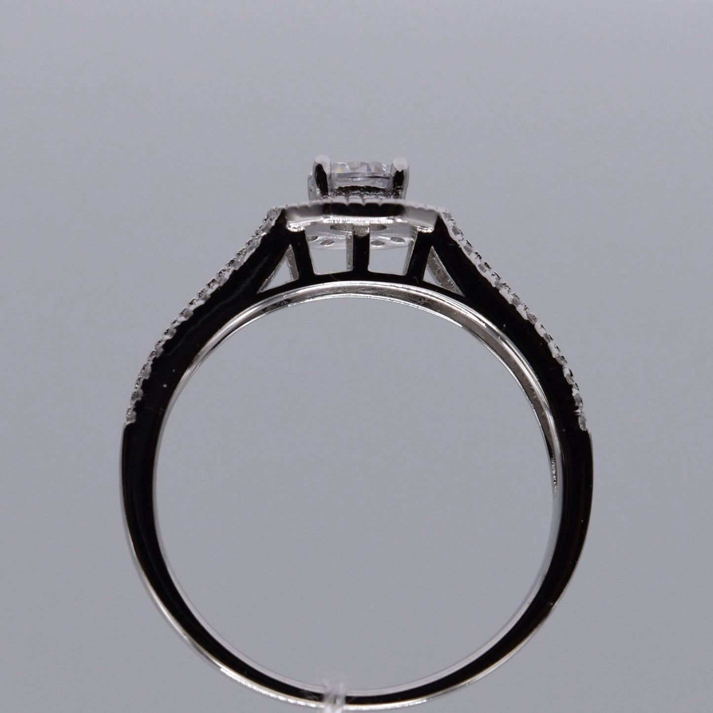 3 Piece 925 Sterling Silver Wedding Ring Set with Halo