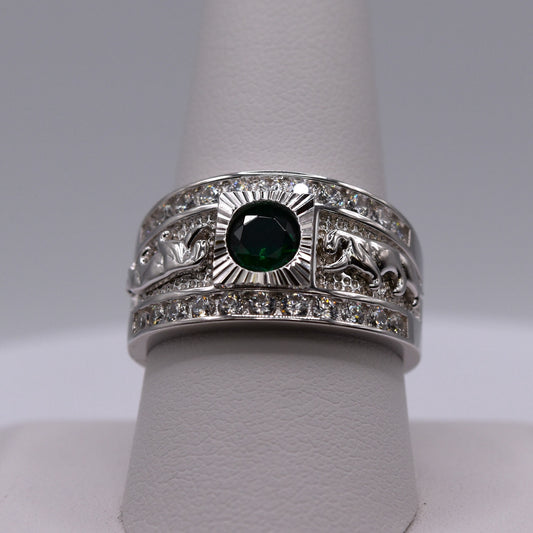 Men’s Panther Ring in 925 Sterling Silver – Bold Green CZ Center Stone – Luxury Statement Ring for Him (Copy)