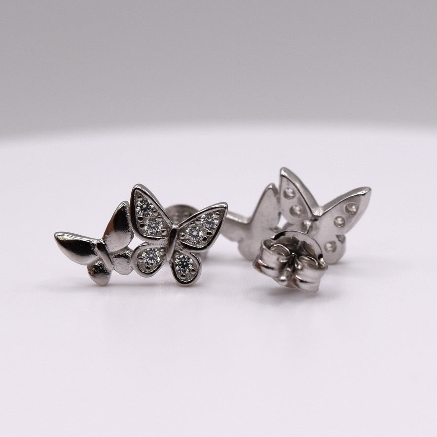 Quinceañera Jewelry Set: Butterfly-Shaped 925 Sterling Silver with '15' & Colorless CZ – The Perfect Gift!