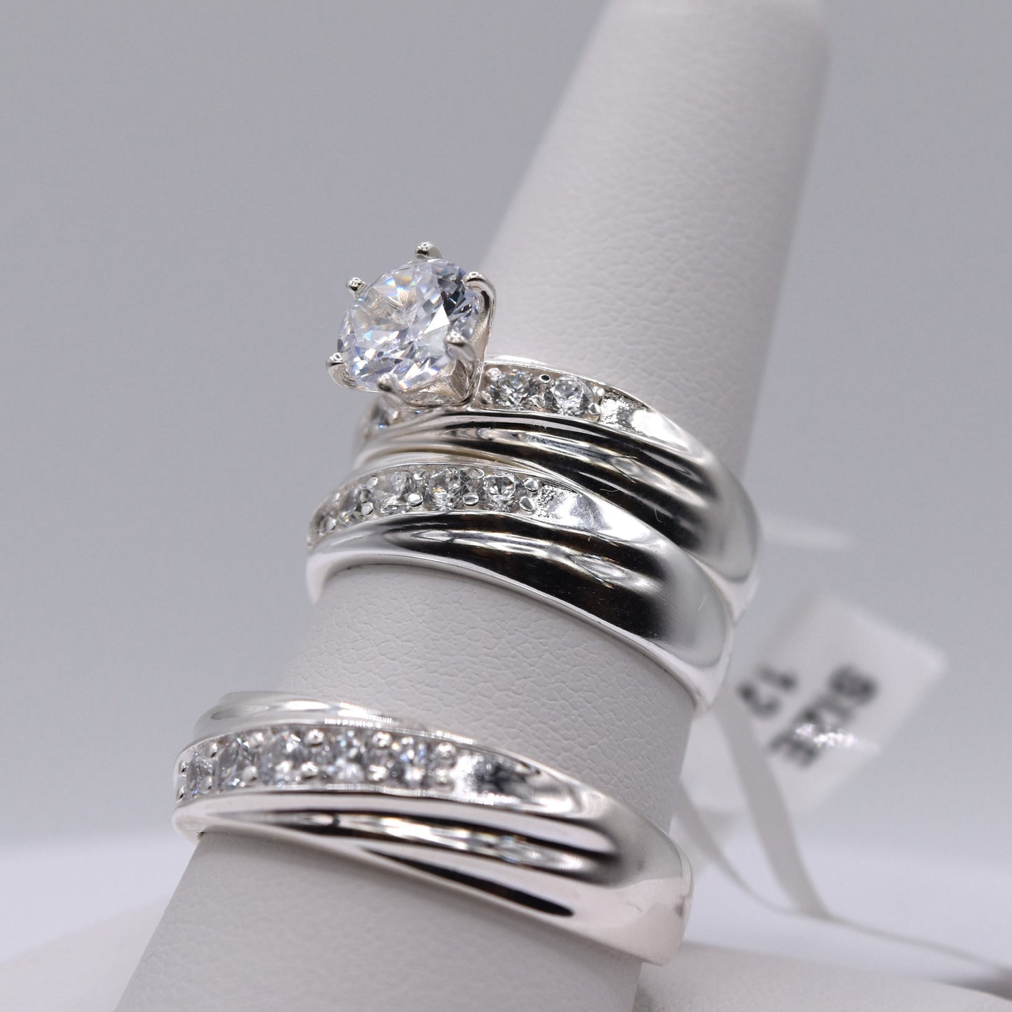 Elegant 3-Piece 925 Sterling Silver Wedding Ring Set - Perfect Engagement & Bridal Rings for Her