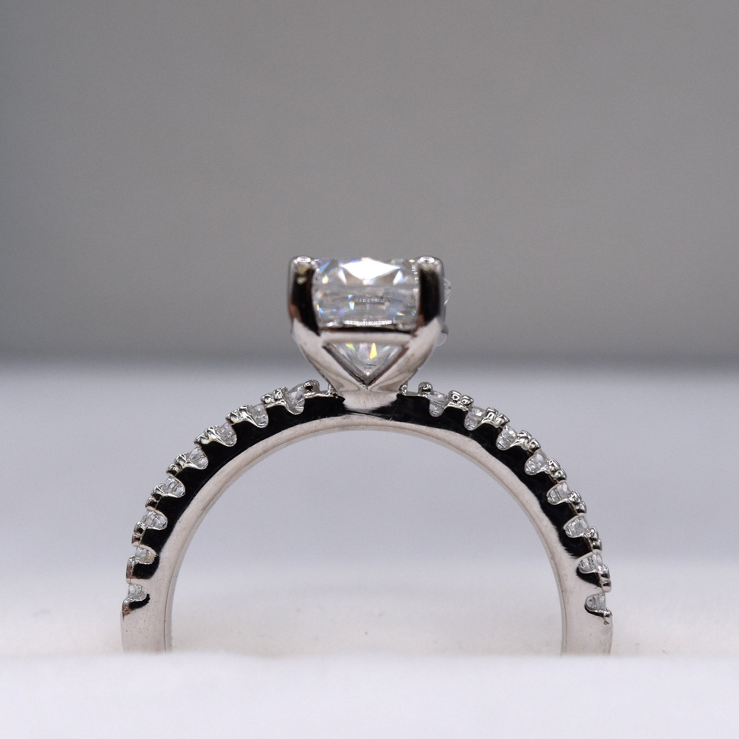 2ct Oval-Cut Moissanite Engagement Ring with Pave Band