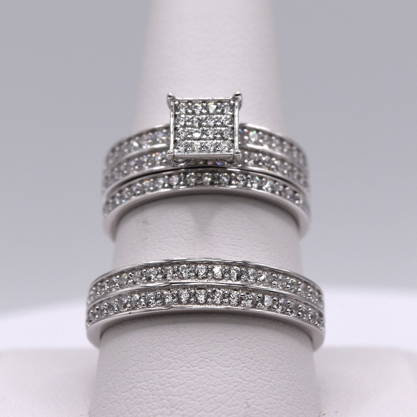 Wedding rings sets his and hers,925 Sterling silver wedding ring set, His &Hers Matching Bands with Cubic Zirconia, Engagement, Princess cut