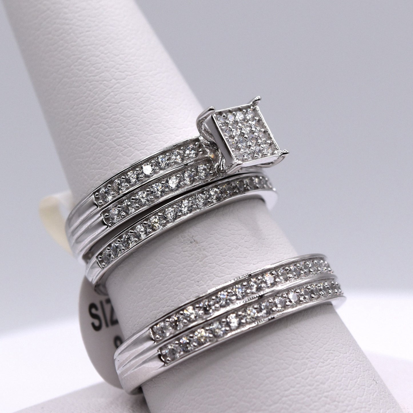 Wedding rings sets his and hers,925 Sterling silver wedding ring set, His &Hers Matching Bands with Cubic Zirconia, Engagement, Princess cut