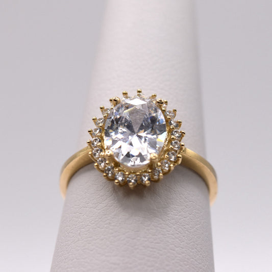 Oval Halo Engagement Ring - Vintage Inspired Statement Ring