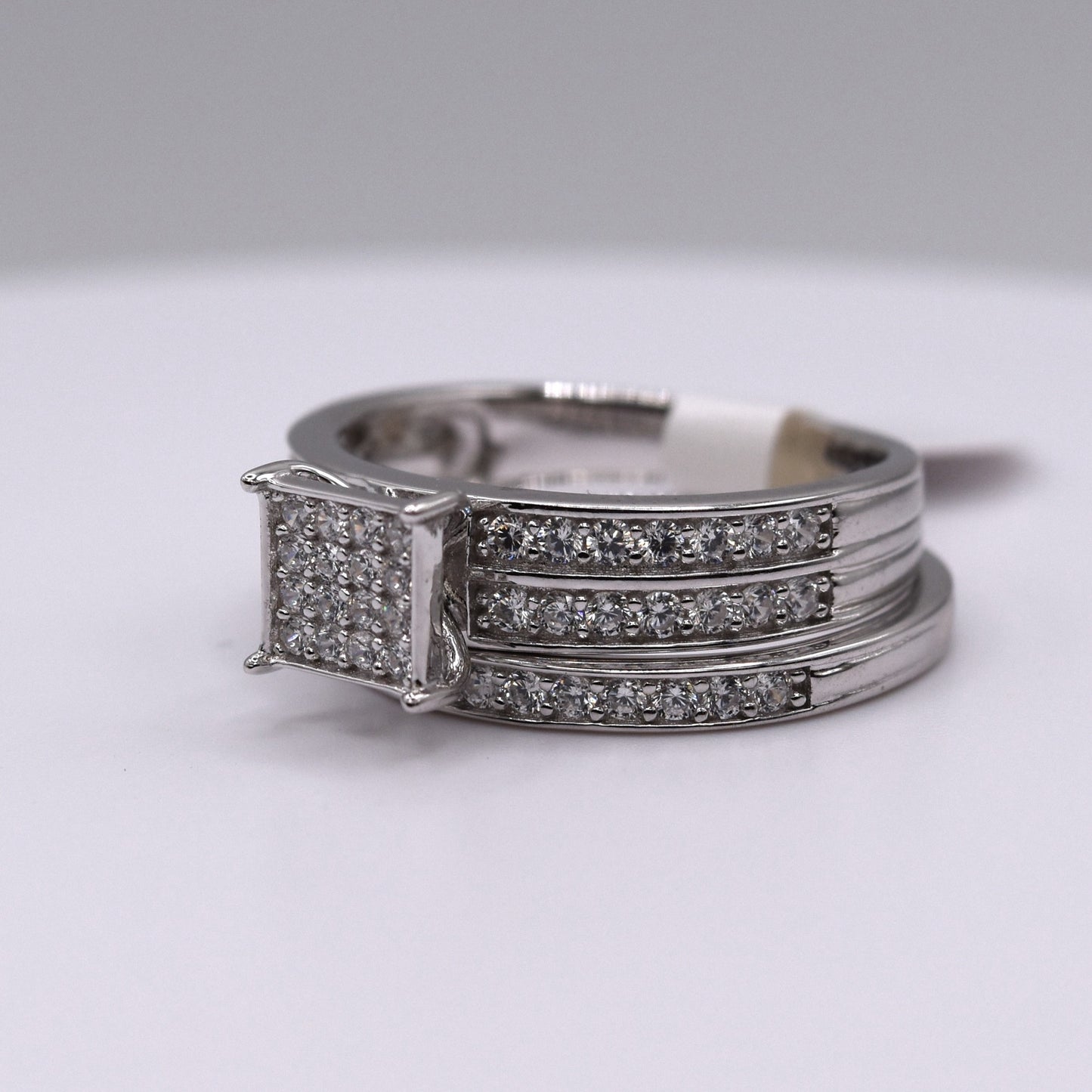 Wedding rings sets his and hers,925 Sterling silver wedding ring set, His &Hers Matching Bands with Cubic Zirconia, Engagement, Princess cut