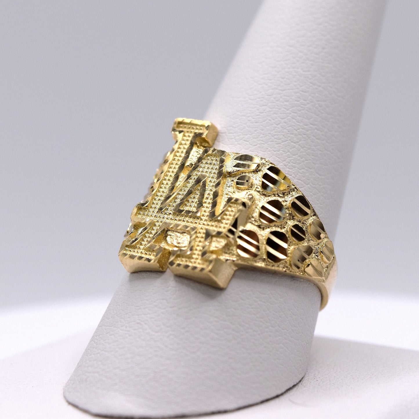 Men's 14K Gold LA Nugget Ring – Solid Gold Investment for Los Angeles & Dodgers Fans