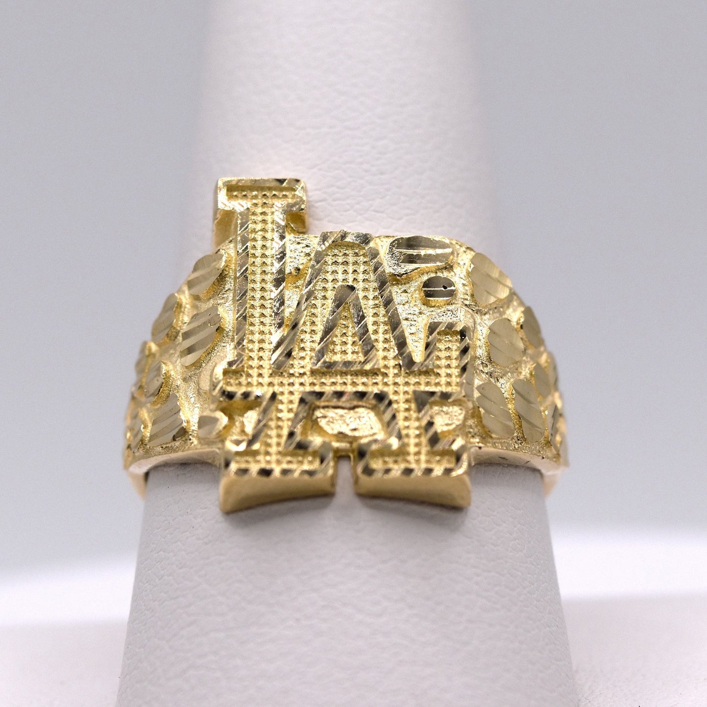 Men's 14K Gold LA Nugget Ring – Solid Gold Investment for Los Angeles & Dodgers Fans