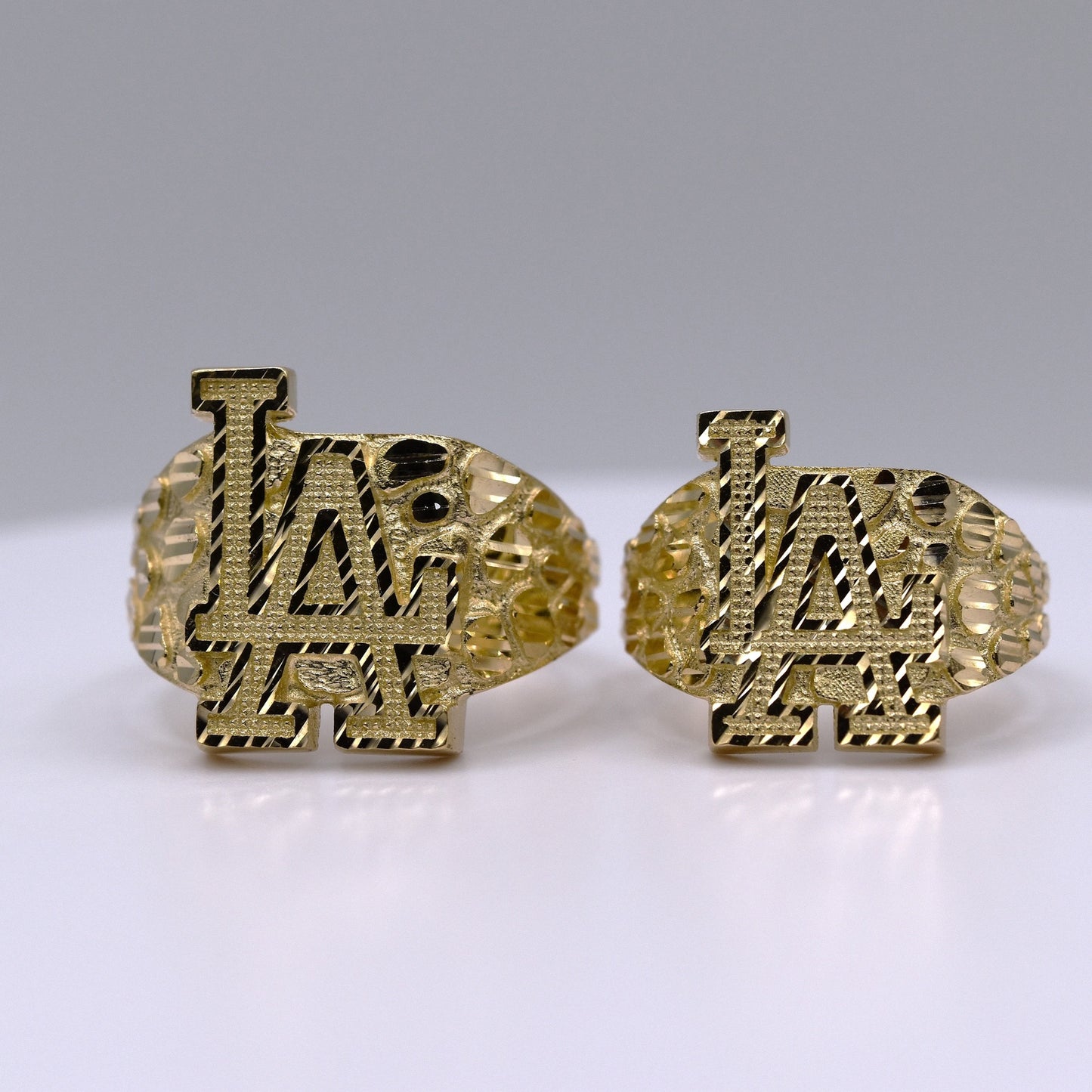 Men's 14K Gold LA Nugget Ring – Solid Gold Investment for Los Angeles & Dodgers Fans