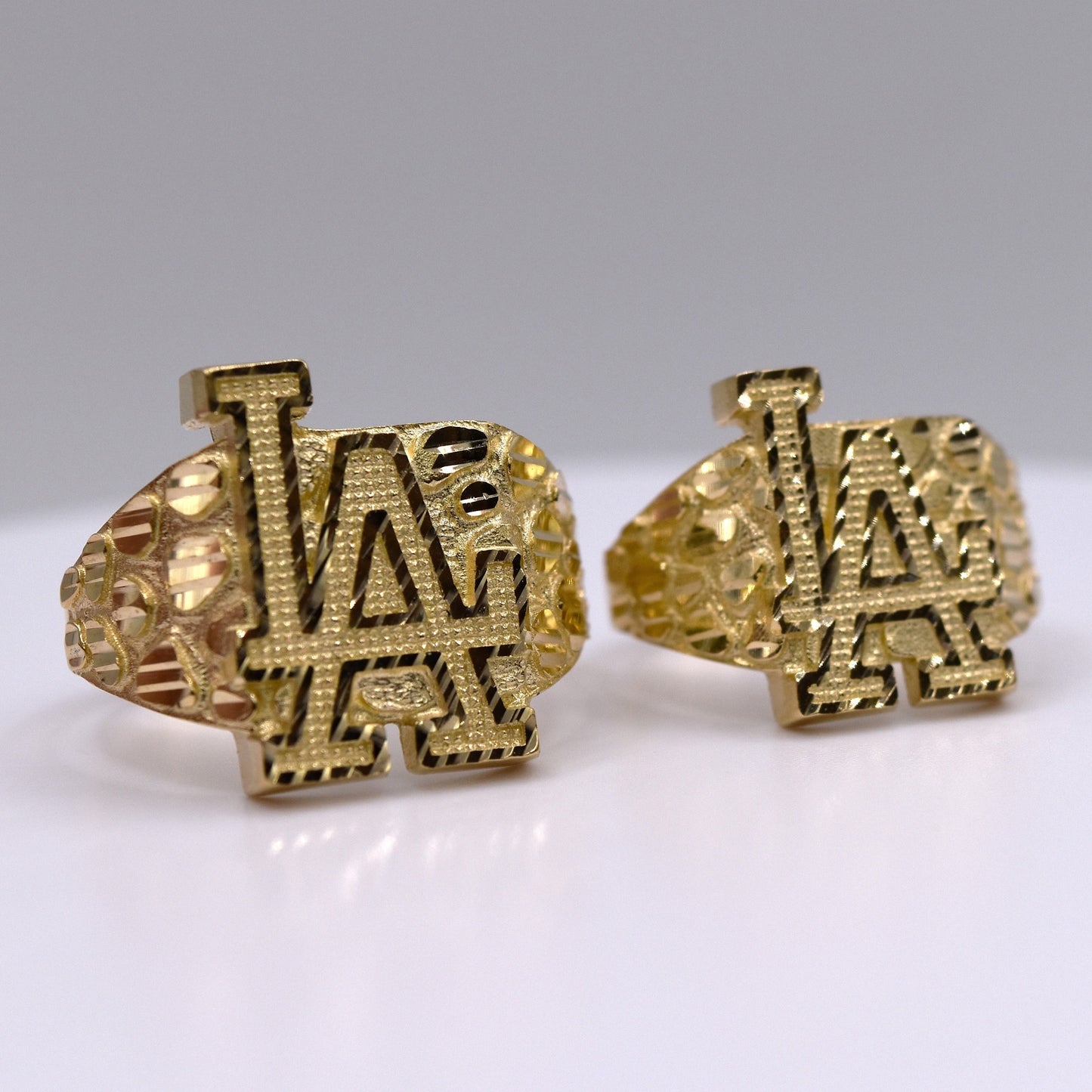 Men's 14K Gold LA Nugget Ring – Solid Gold Investment for Los Angeles & Dodgers Fans