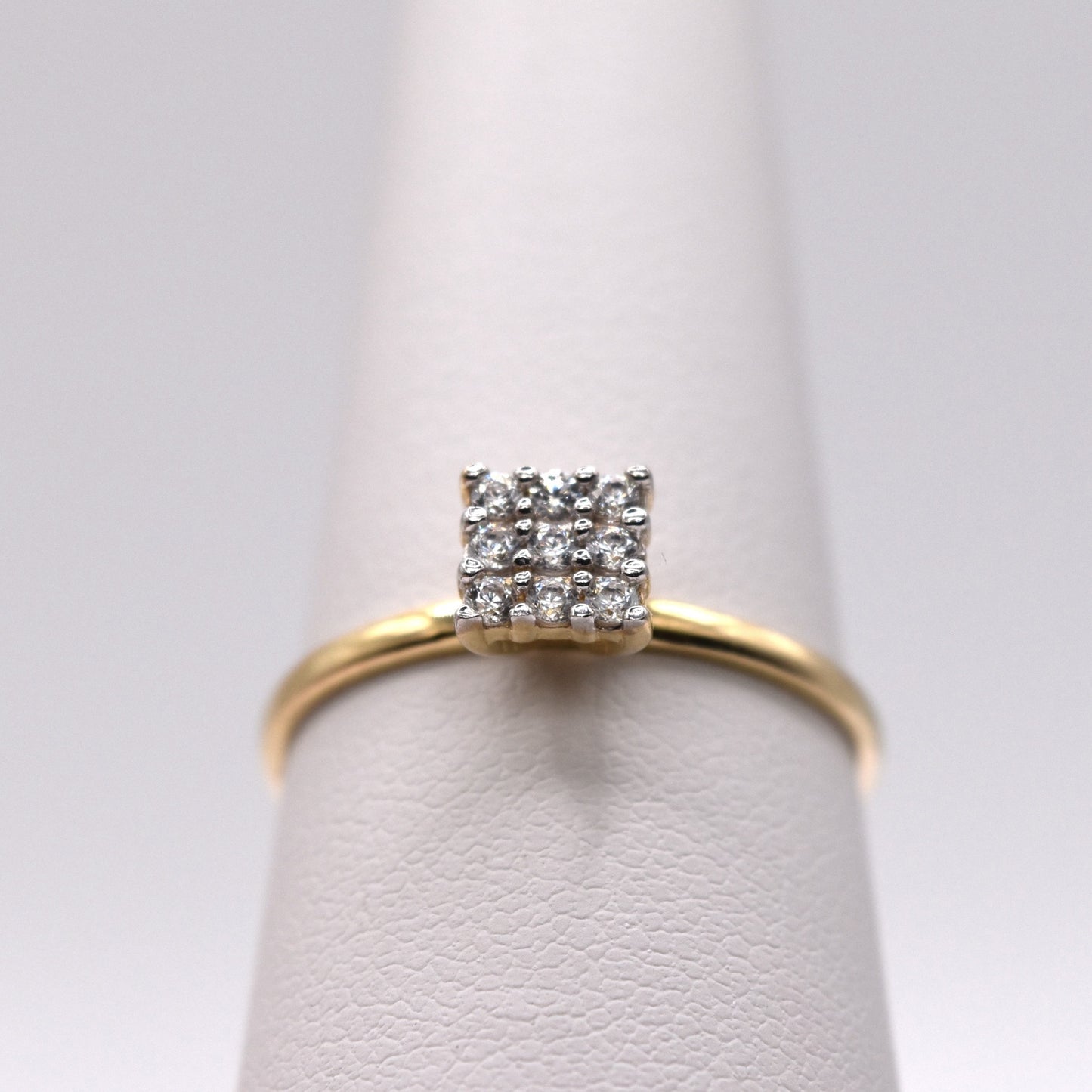 Square Cluster Ring - Delicate 14K Gold Promise Ring