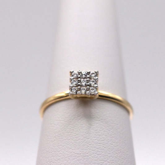 Square Cluster Ring - Delicate 14K Gold Promise Ring