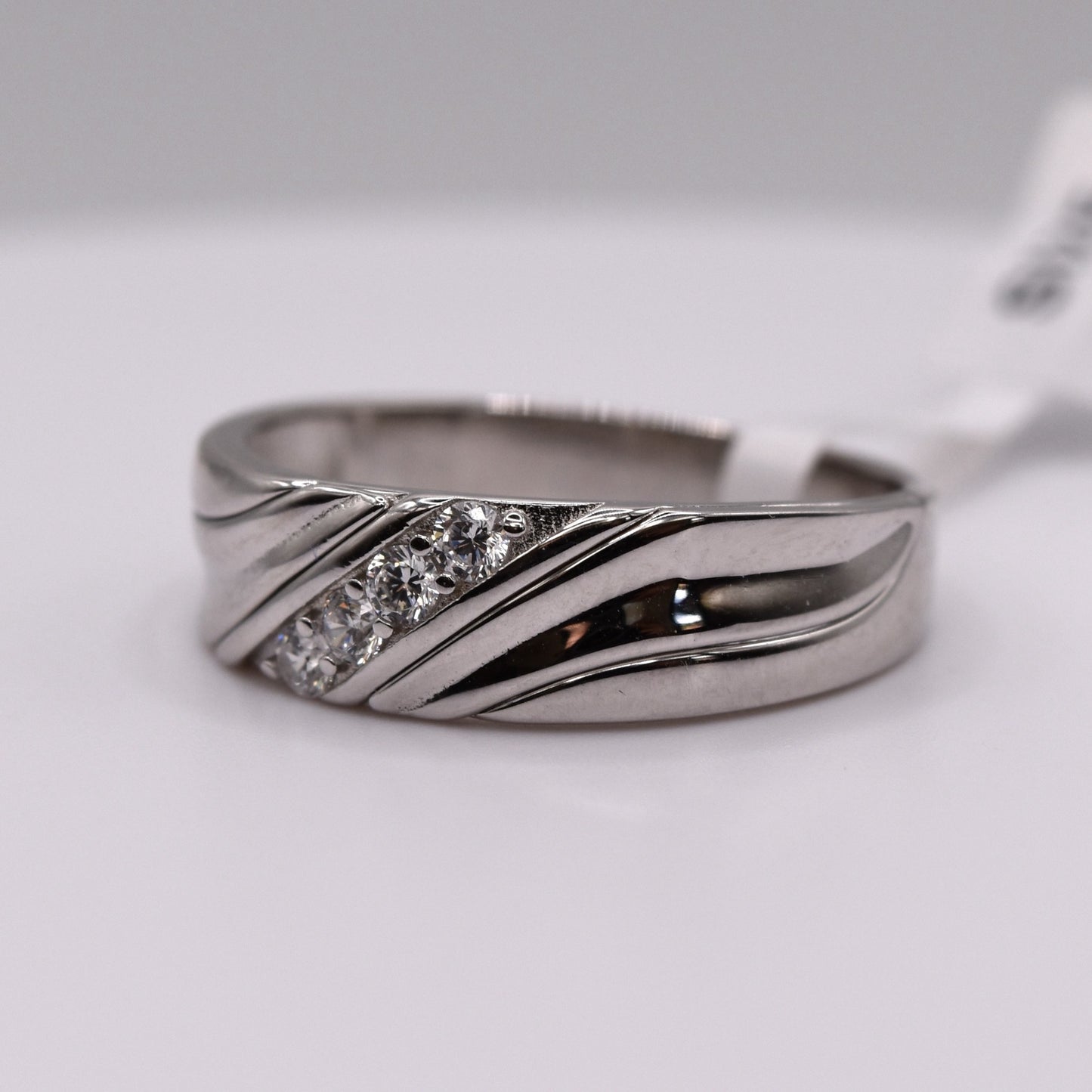 3 Piece 925 Sterling Silver Wedding Ring Set with Alternative Dimond