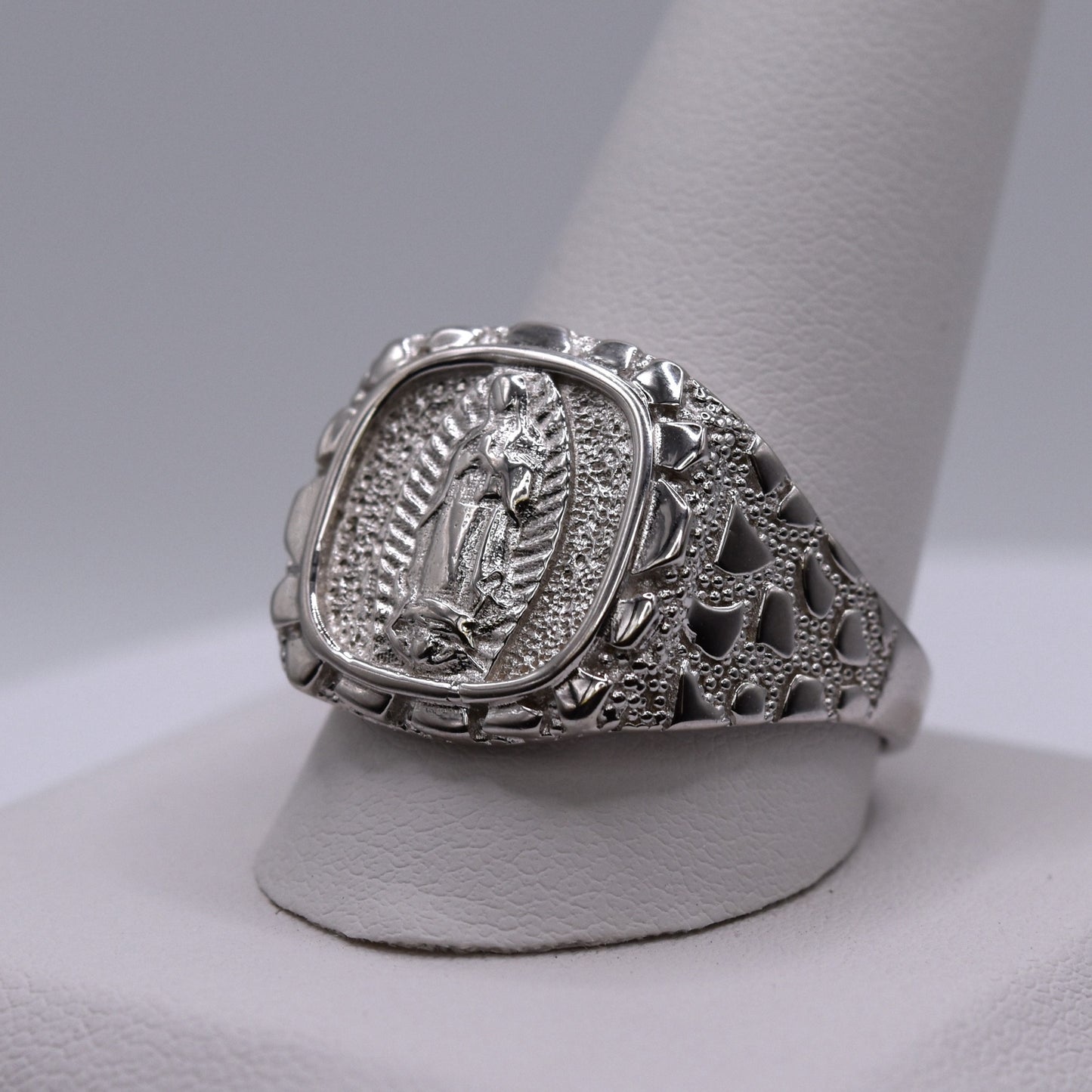 Men’s Virgin Mary Ring in 925 Sterling Silver – Religious Statement Ring for Him – Catholic Gift for Faithful Men